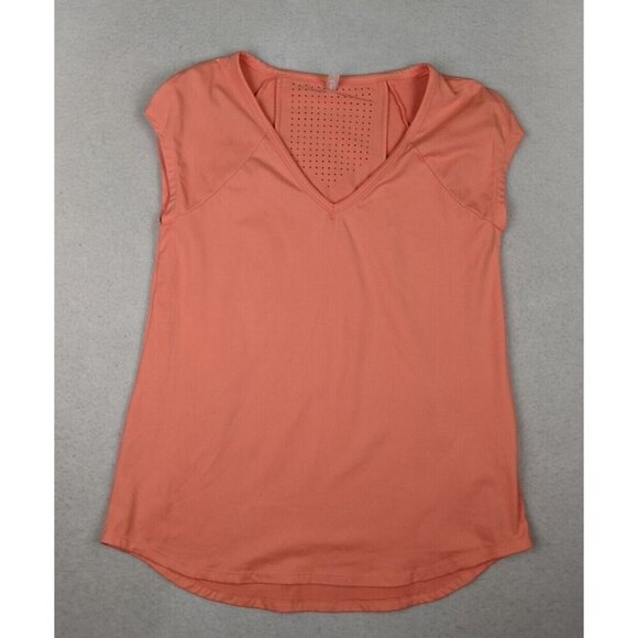 MTA SPORT - WOMEN'S CORAL ORANGE CAP SLEEVE ATHLETIC TOP - SIZE S - Picture 1 of 7